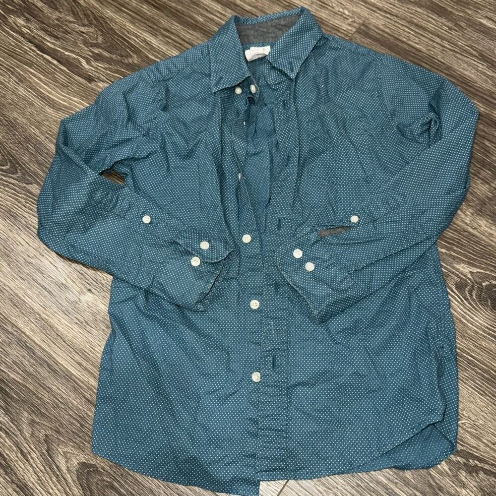 🏈 Crew Cuts blue polkadot Button Up
